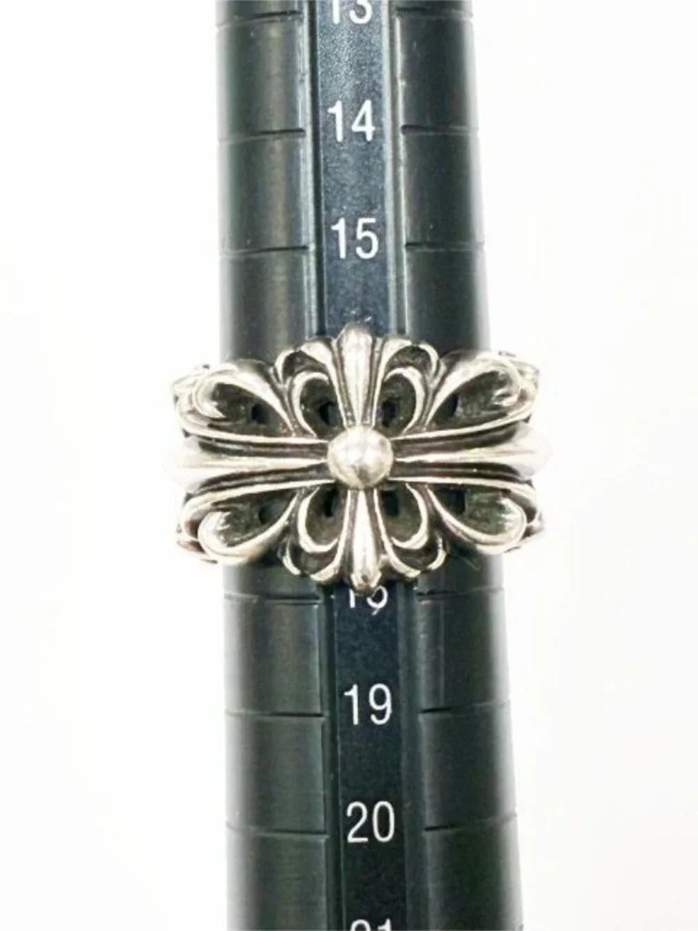 Chrome Hearts Dbl Flrl Crs Double Floral Cross Ring Silver